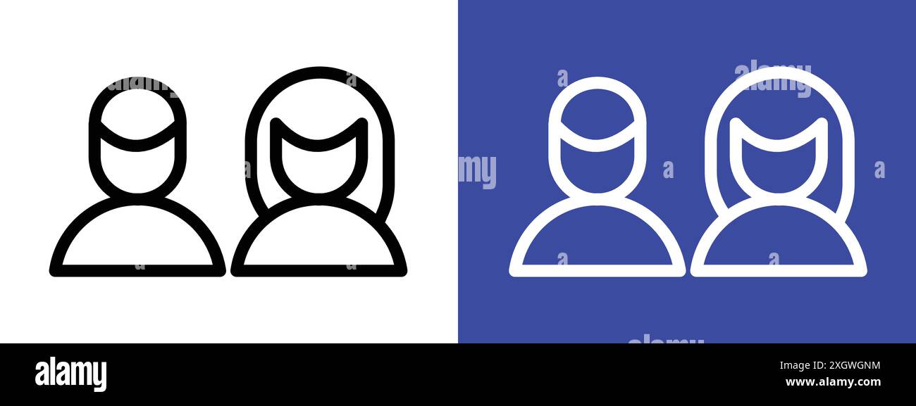Couple icon logo sign vector outline in black and white color Stock ...