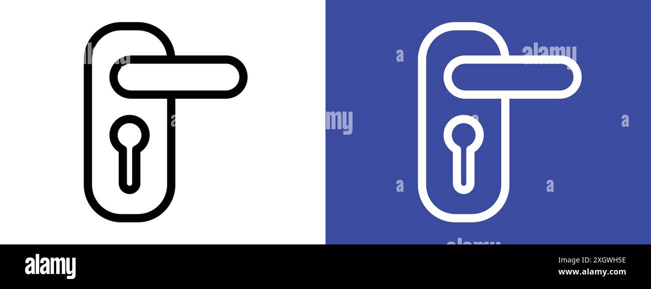 Door handle icon logo sign vector outline in black and white color ...