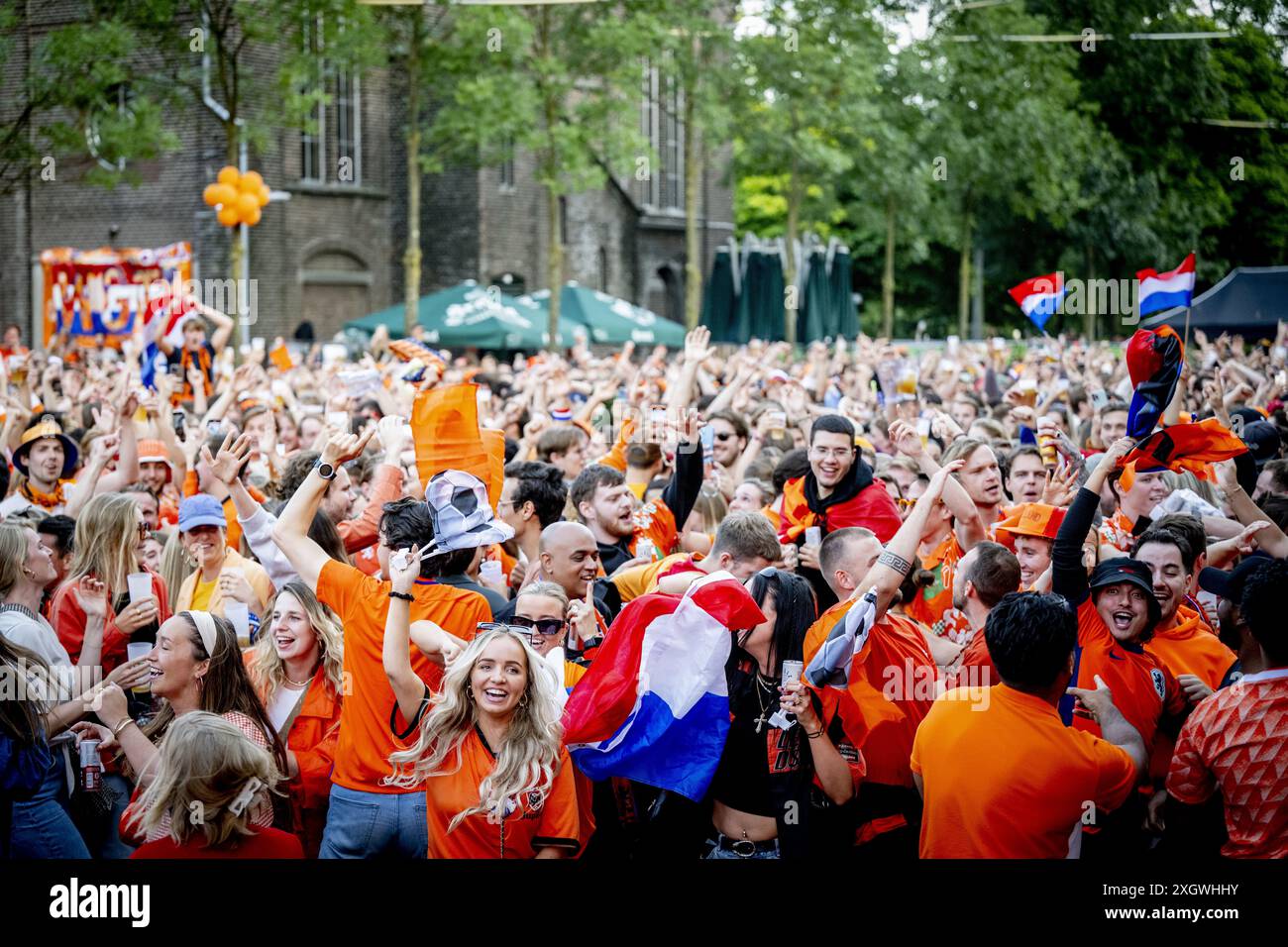 AMSTERDAM - 10/07/2024, Dutch fans in the run-up to the semi-final in ...