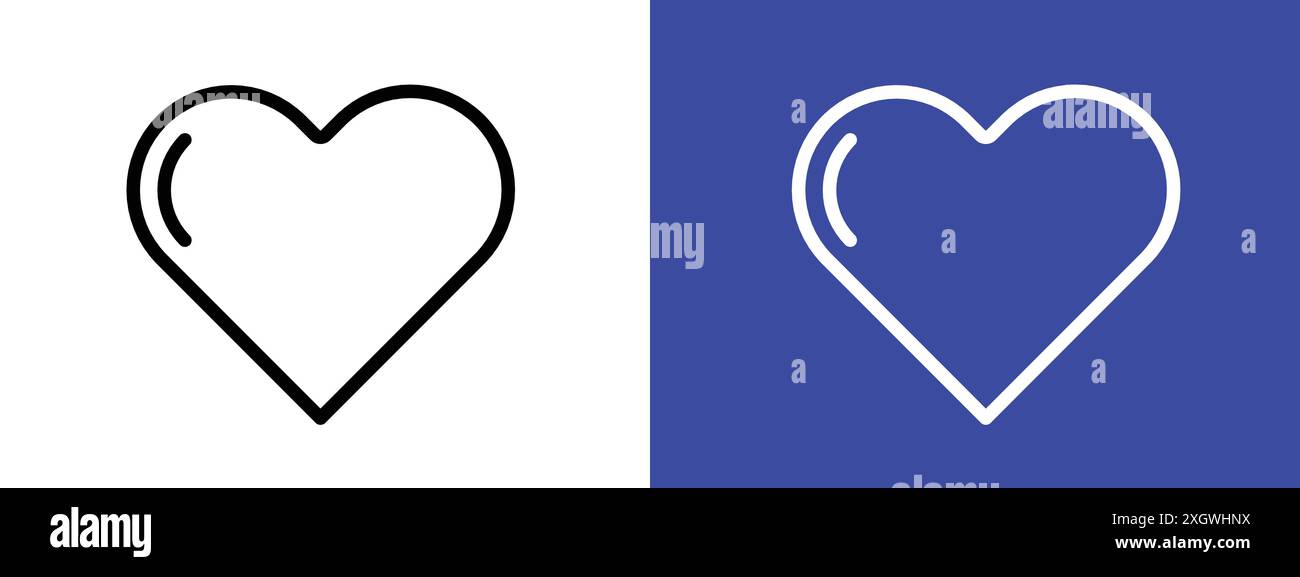 Heart icon logo sign vector outline in black and white color Stock ...