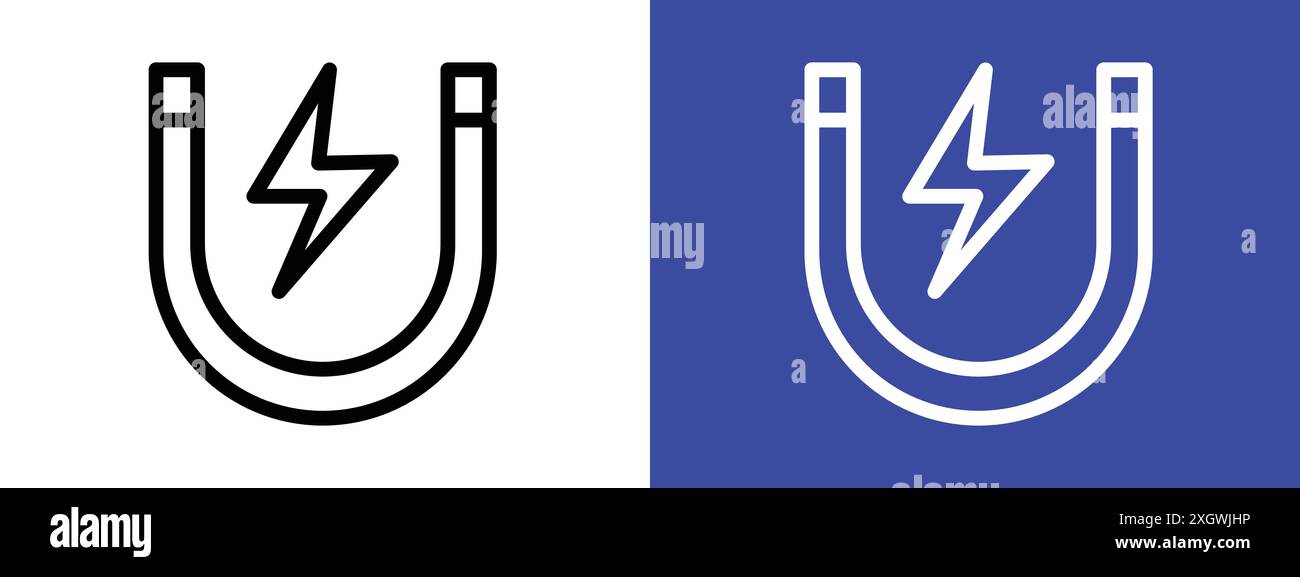 Magnet icon logo sign vector outline in black and white color Stock ...
