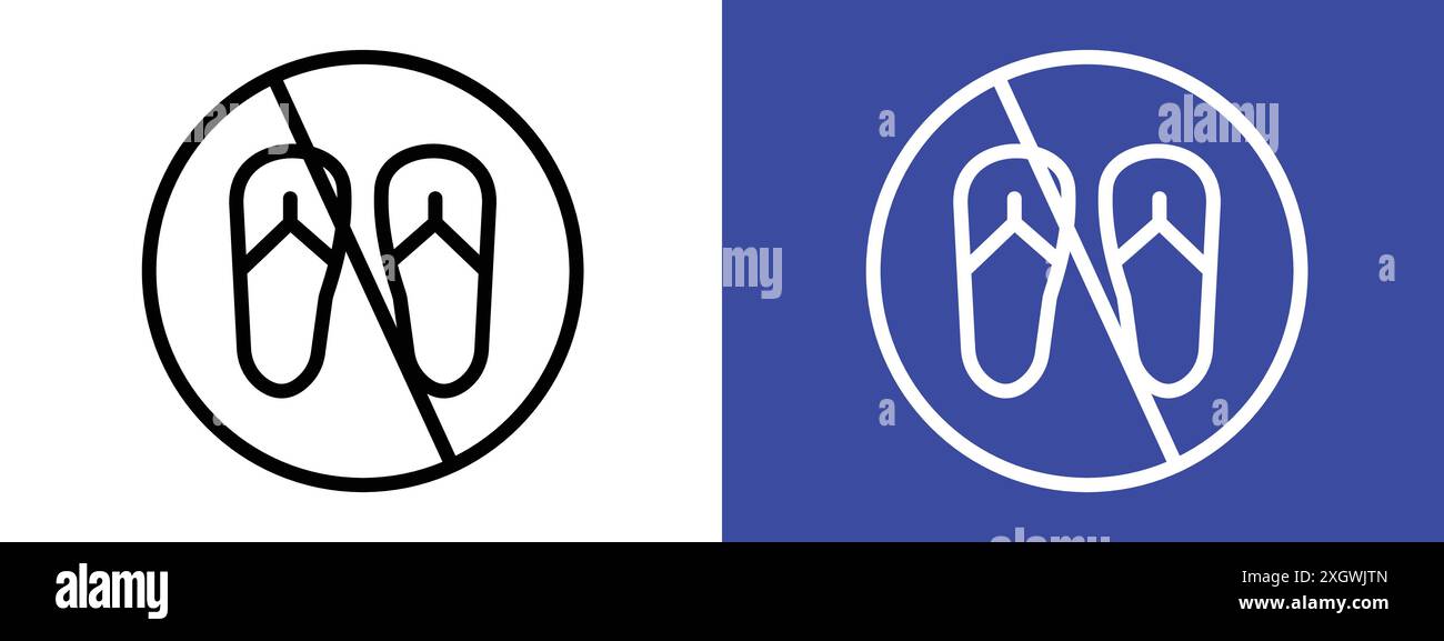 No sandals sign logo sign vector outline in black and white color Stock