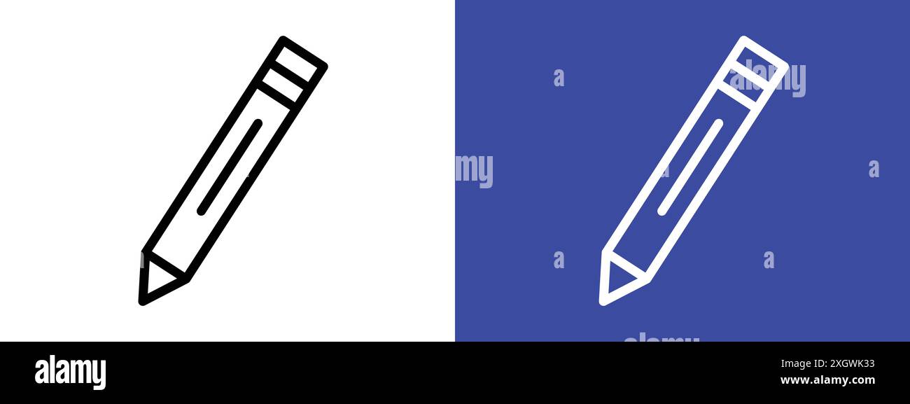 Pencil icon logo sign vector outline in black and white color Stock ...