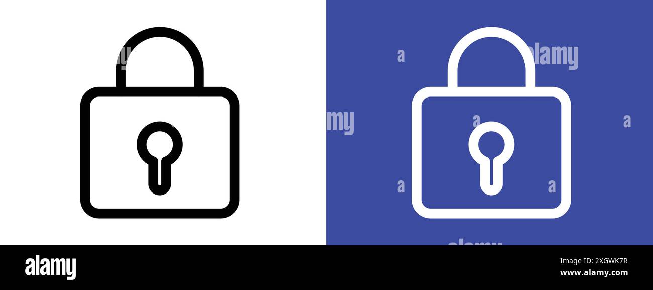 Padlock icon logo sign vector outline in black and white color Stock ...