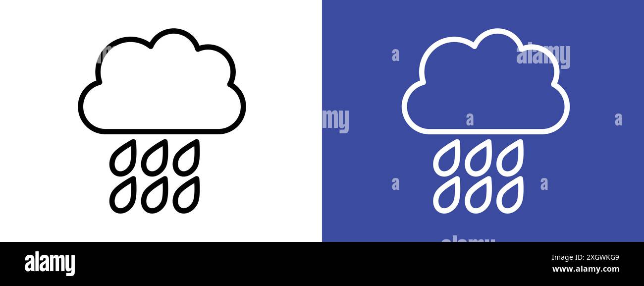 Rainy icon logo sign vector outline in black and white color Stock ...