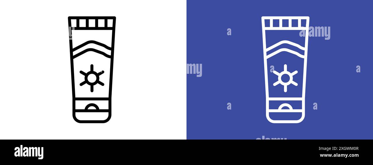 Suntan cream icon logo sign vector outline in black and white color ...