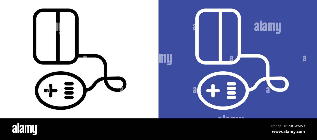 Sphygmomanometer icon logo sign vector outline in black and white color ...