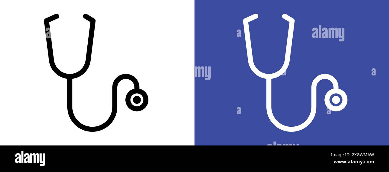 Stethoscope icon logo sign vector outline in black and white color ...