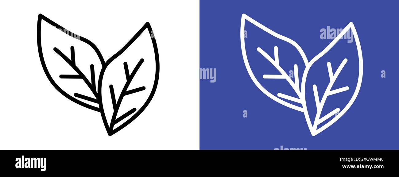 Tobacco leaves icon logo sign vector outline in black and white color Stock  Vector Image & Art