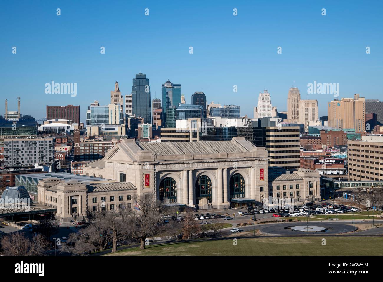 Kansas City, Missouri. Kansas City skyline with Union Station. Union