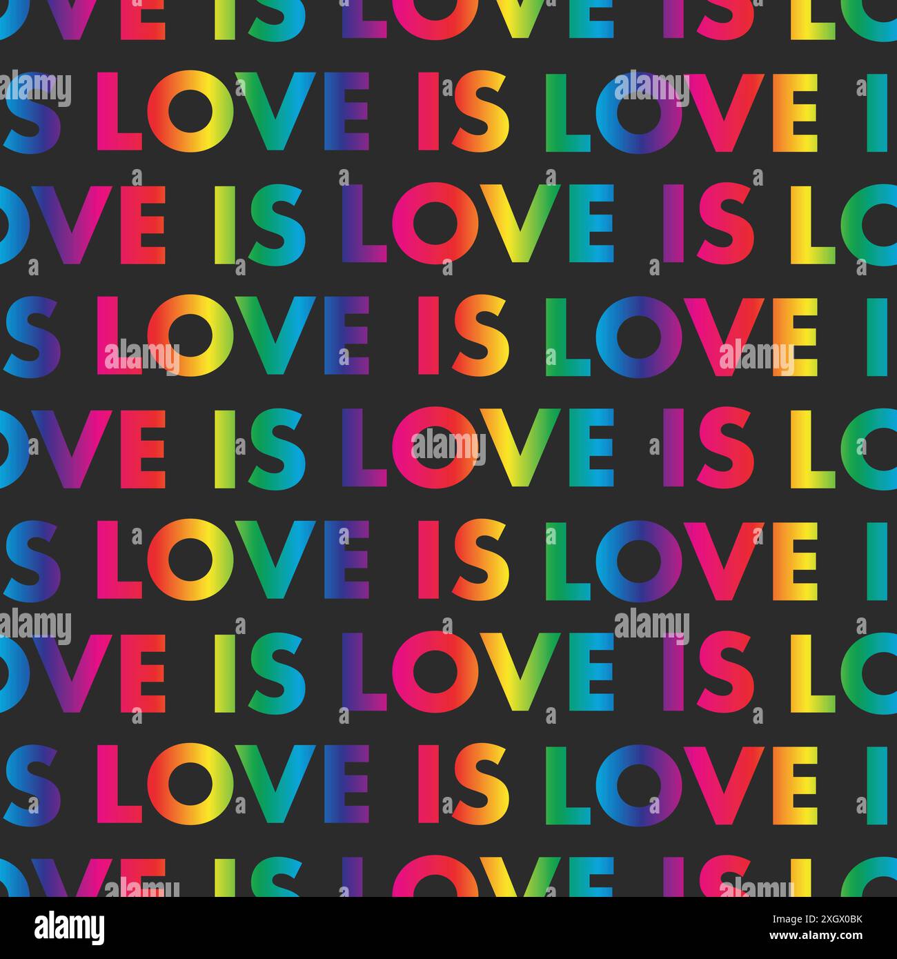 Seamless Vector Pattern Background Rainbow Heart Love Pride Month. Multicolored LGBT Love is love. Vector illustration Stock Vector