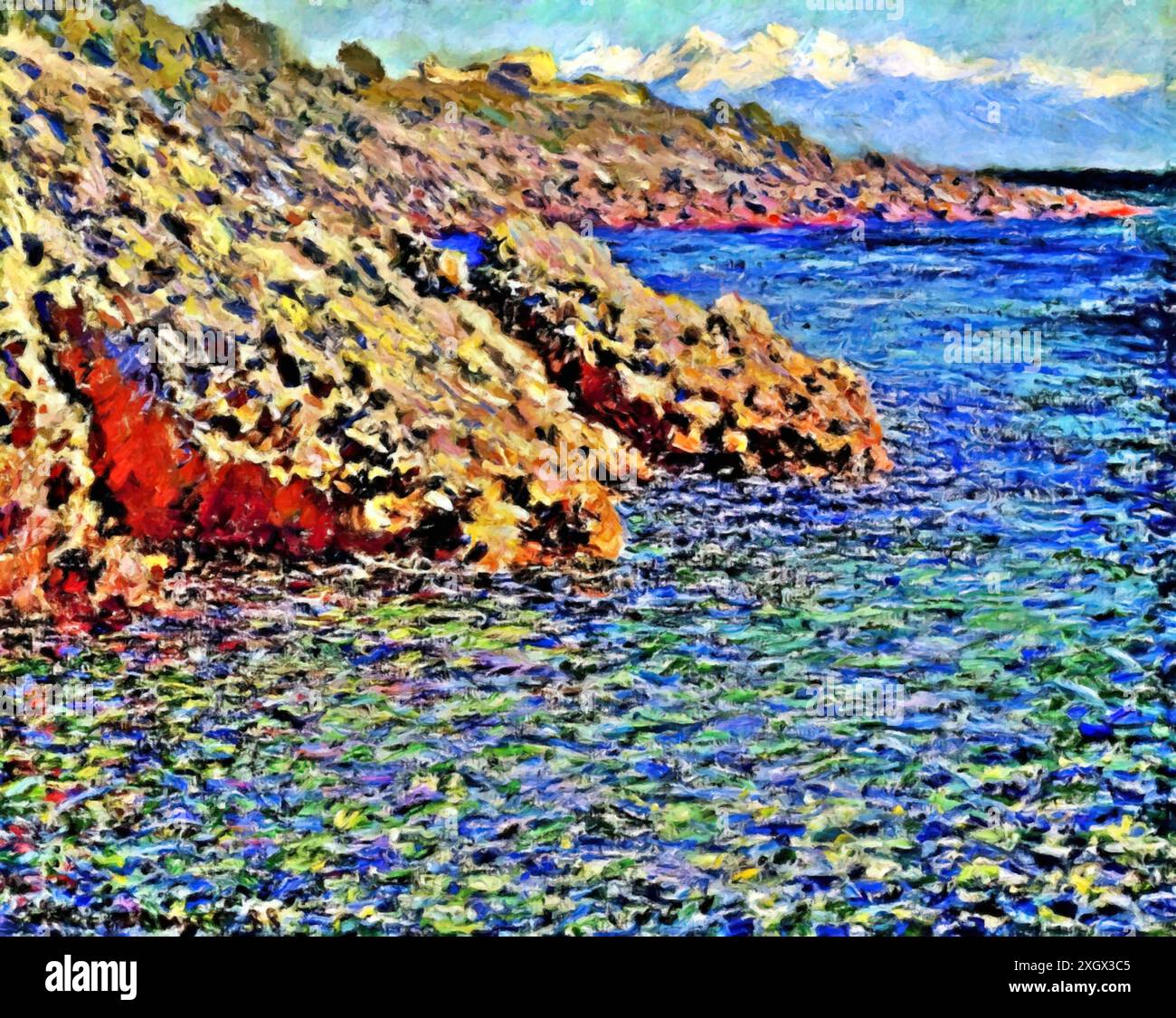 Monet Rocks Beach Coast rocks europe Stock Vector Images - Alamy