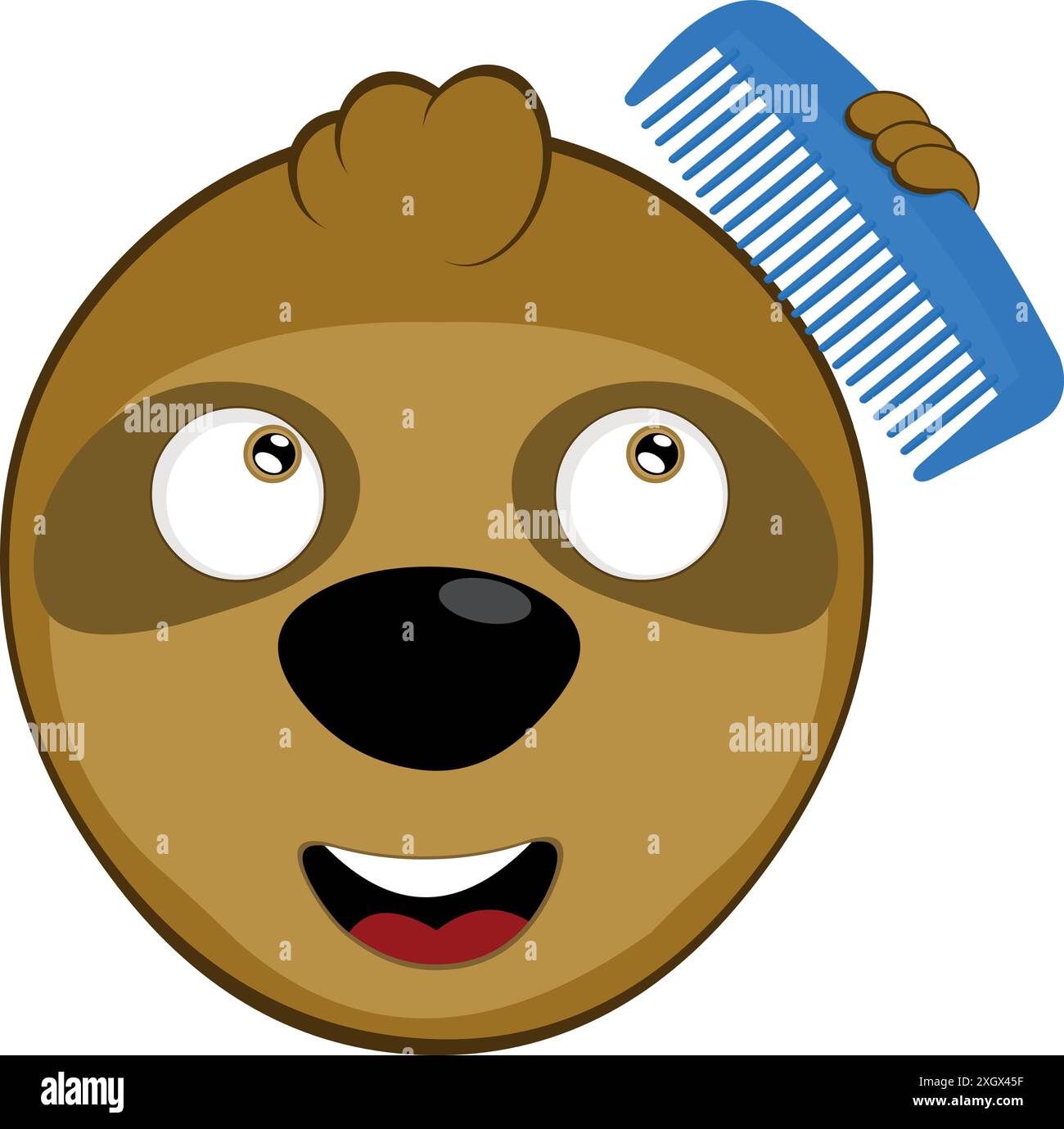 vector illustration face bear sloth character animal cartoon,, combing