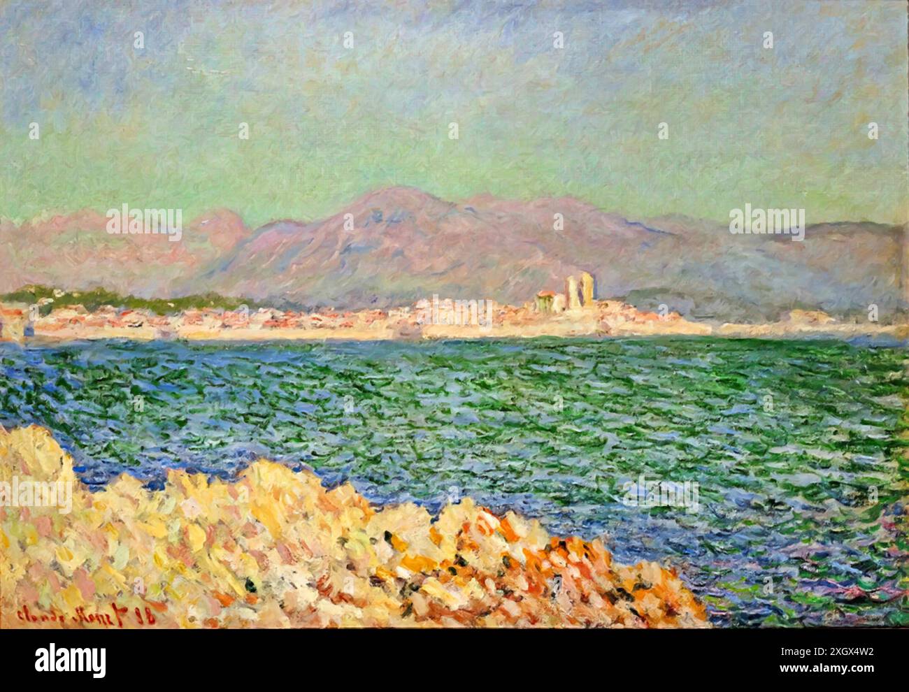 The gulf of Antibes, Mistral wind, 1888 (painting) by Artist Monet, Claude (1840-1926) French. Stock Vector