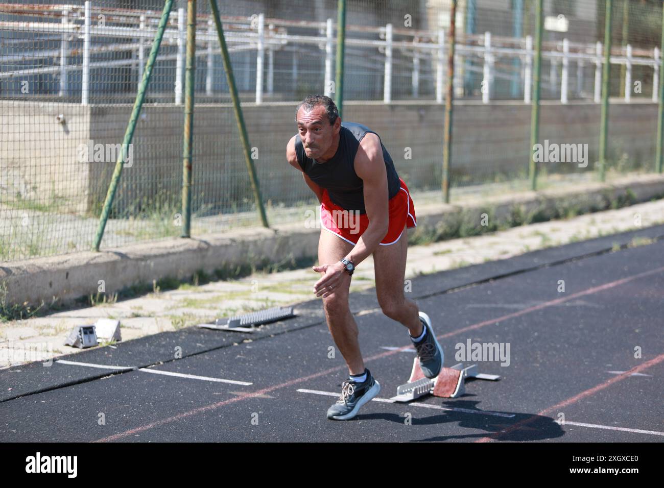 The Training Starting From The Blocks Stock Photo - Alamy