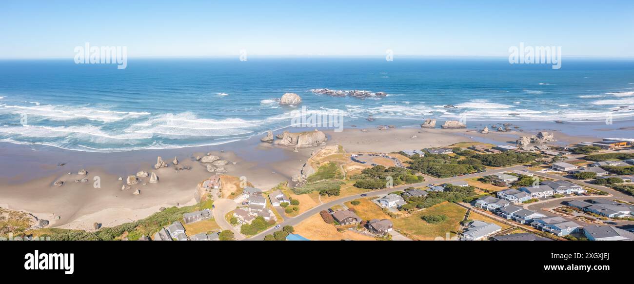 Drone Panorama of Face Rock Beach in Bandon Oregon Stock Photo - Alamy
