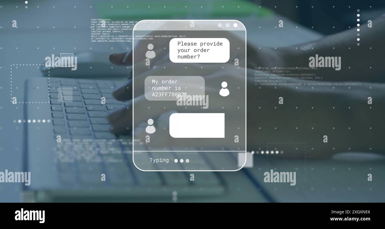 Image of screens with data processing over caucasian man using computer Stock Photo