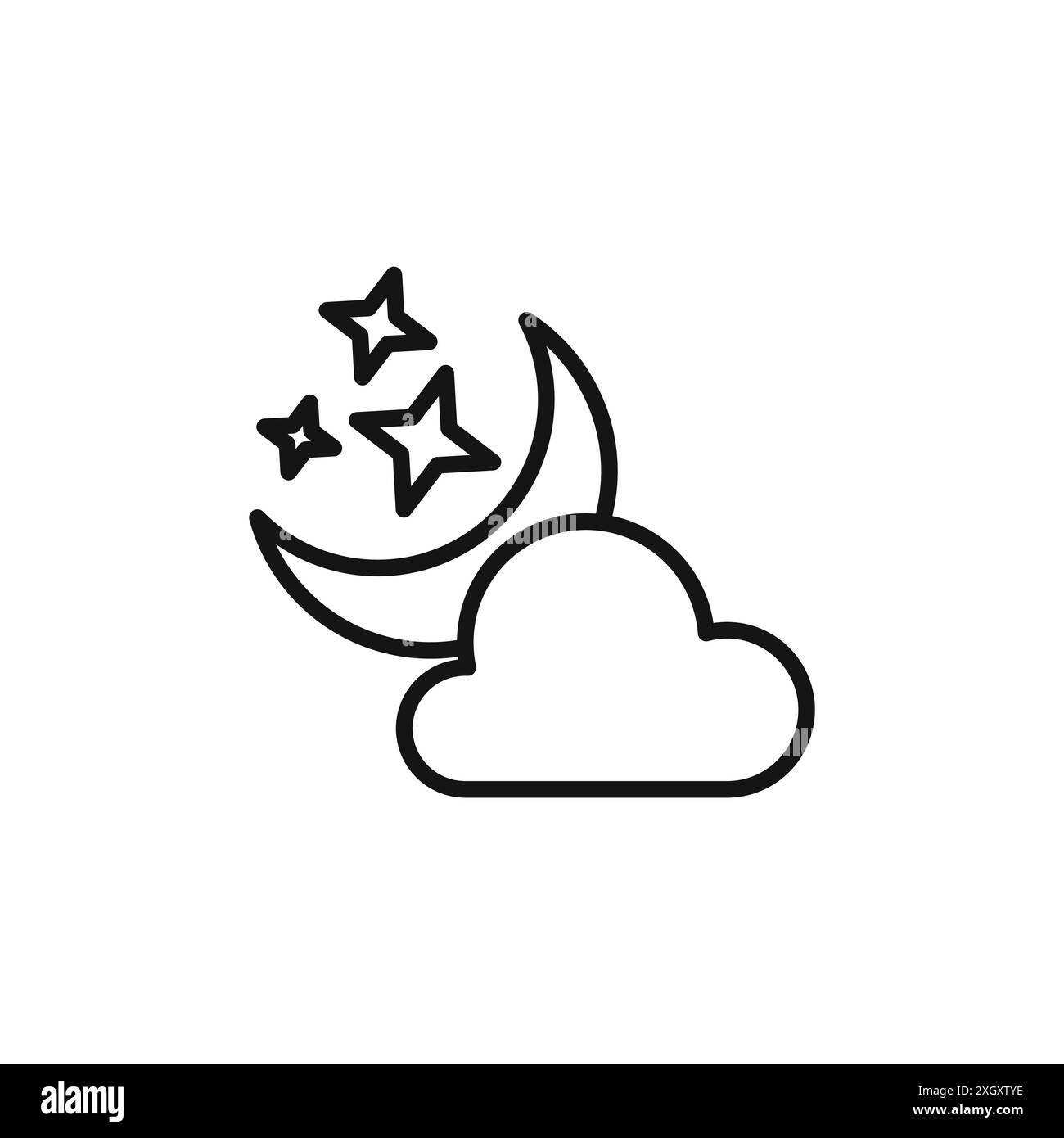 Cloud moon icon logo sign vector outline in black and white color Stock ...