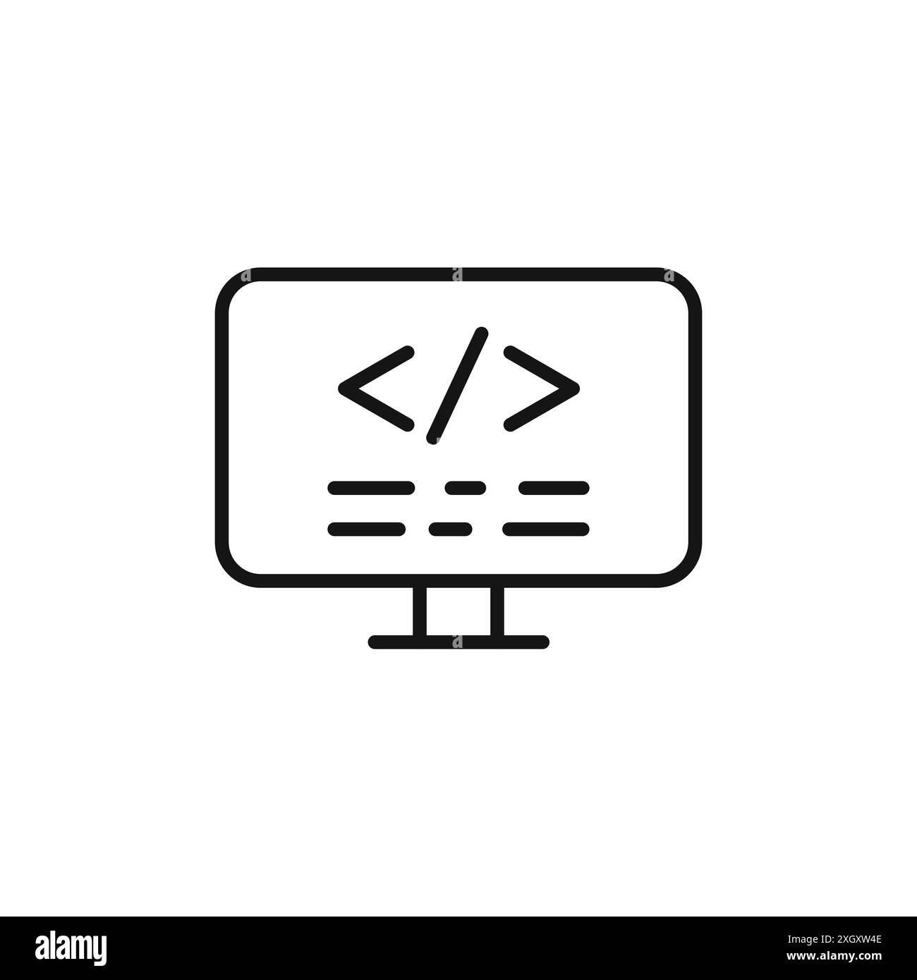 Display code icon logo sign vector outline in black and white color Stock Vector