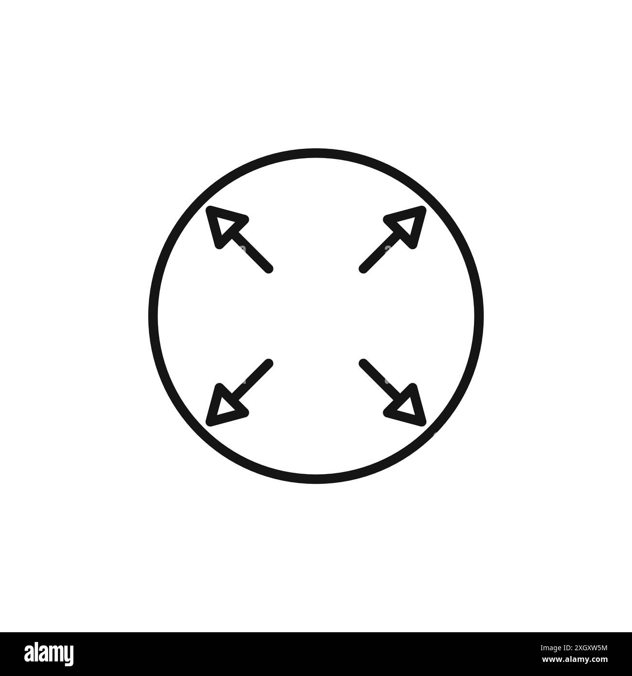 Expand arrows icon logo sign vector outline in black and white color ...