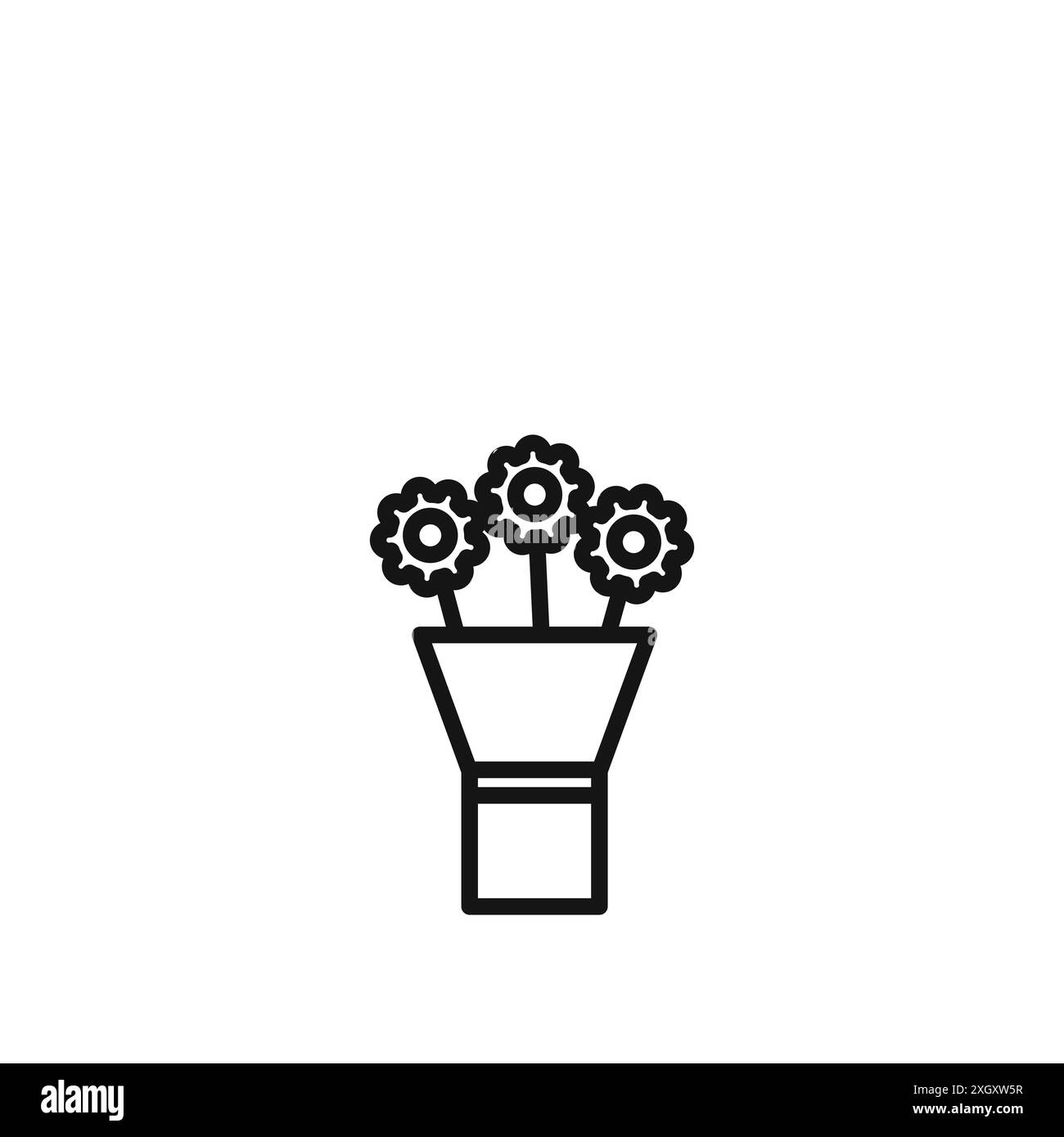 Flower bouquet icon logo sign vector outline in black and white color ...