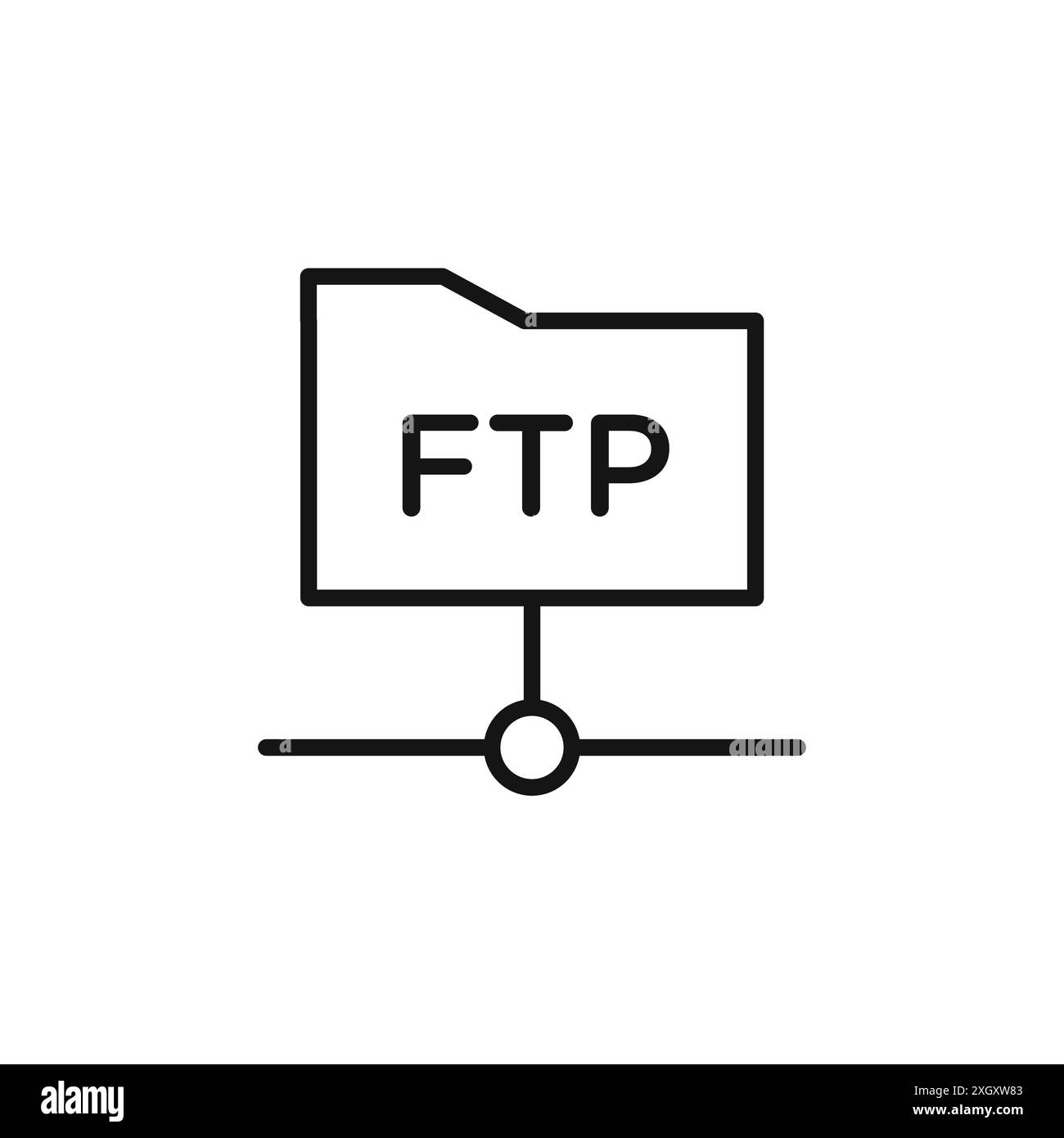 Ftp icon logo sign vector outline in black and white color stock vector