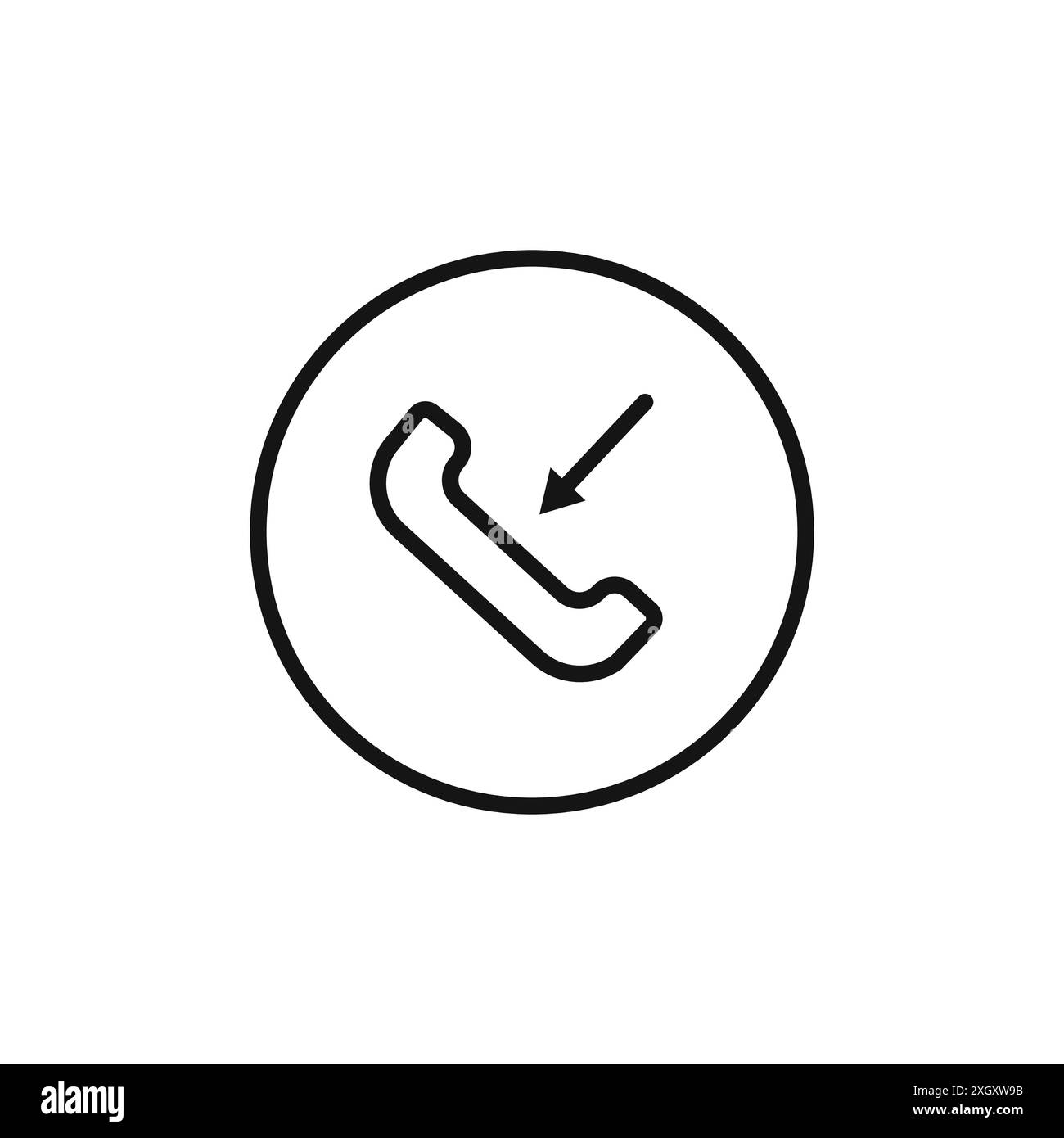 Incoming Call icon logo sign vector outline in black and white color ...