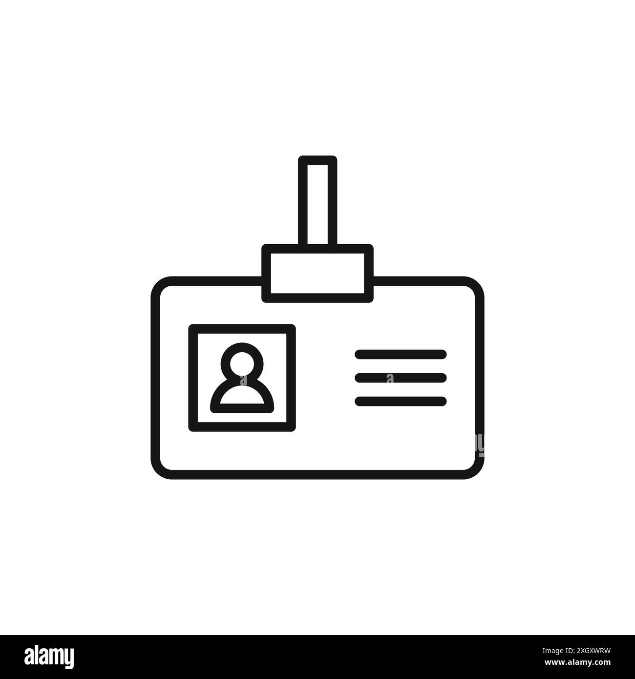 Id badge icon logo sign vector outline in black and white color Stock