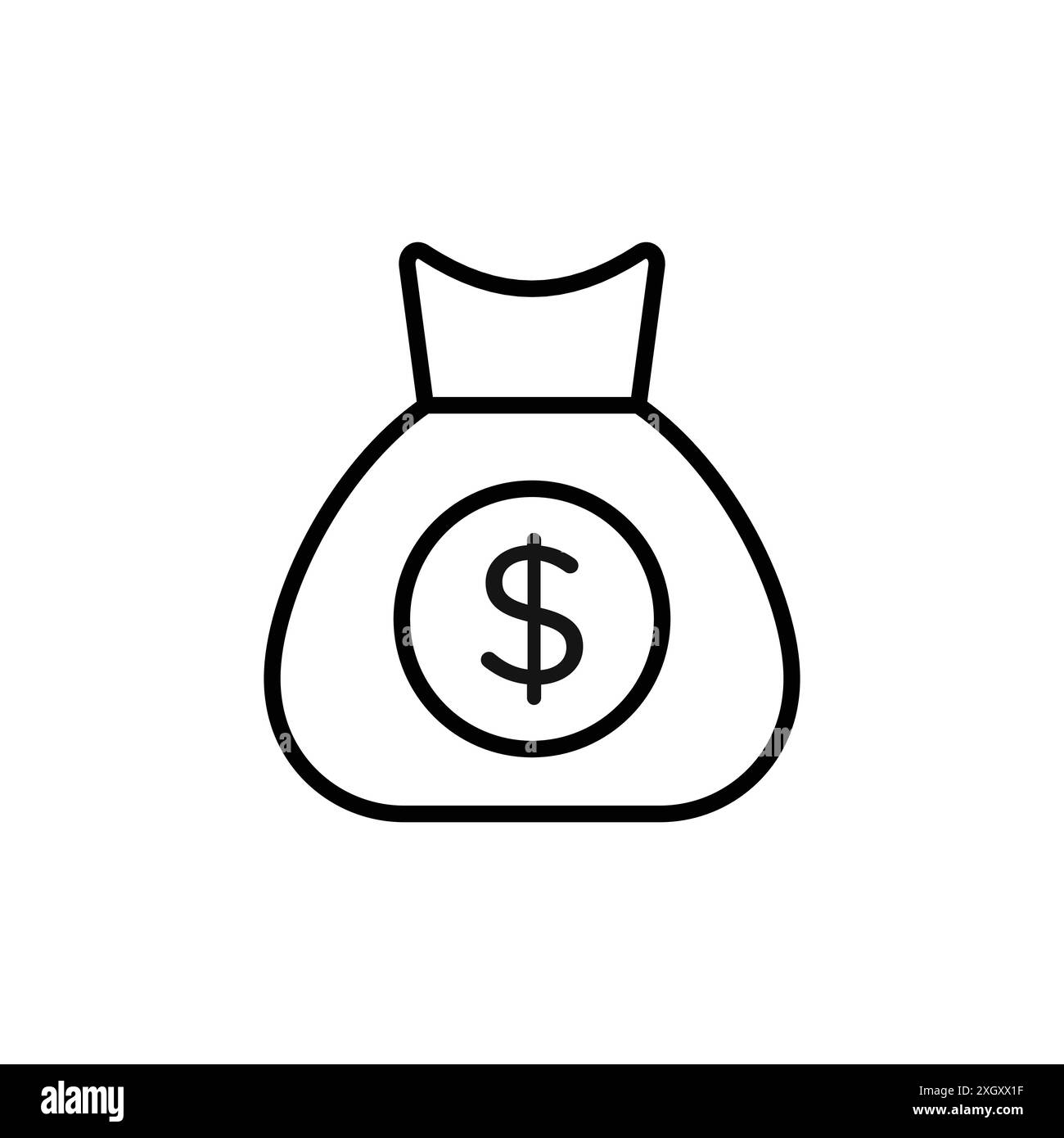 Money bag icon logo sign vector outline in black and white color Stock ...
