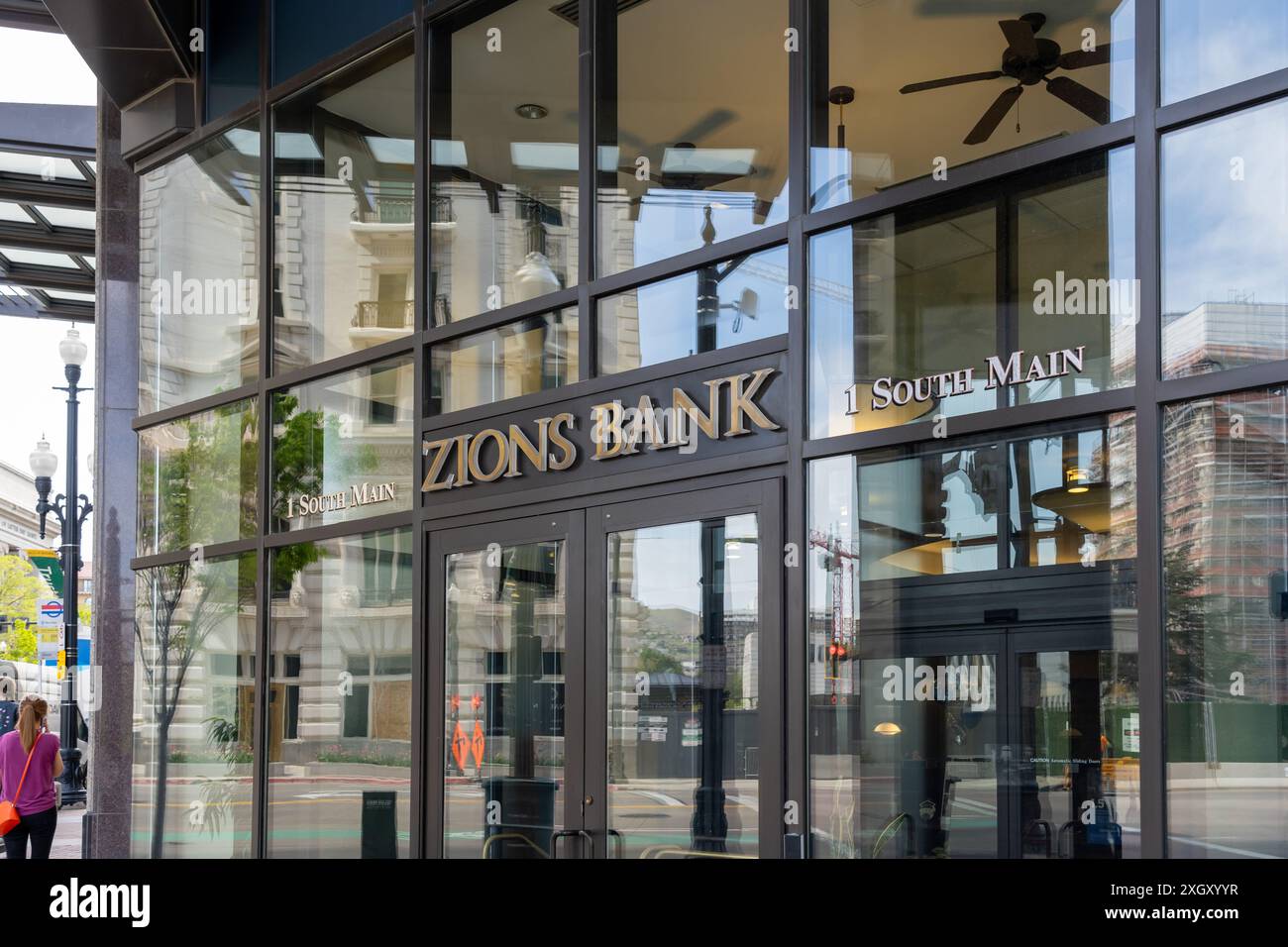 The entrance to Zions Bank headquarters at One South Main Street Salt ...