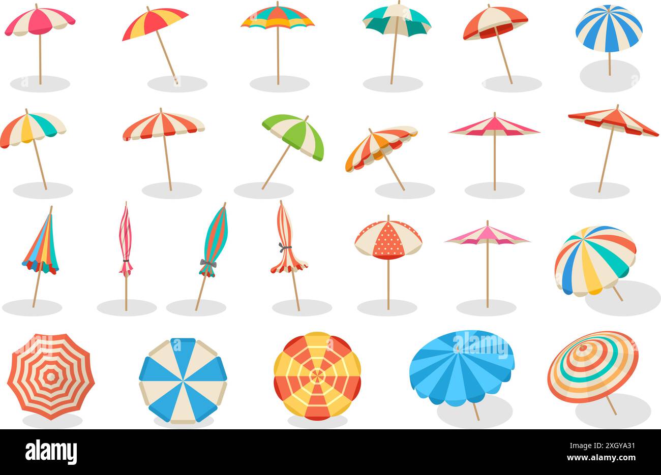 Umbrellas. Colored different views of beach umbrellas for sun ...