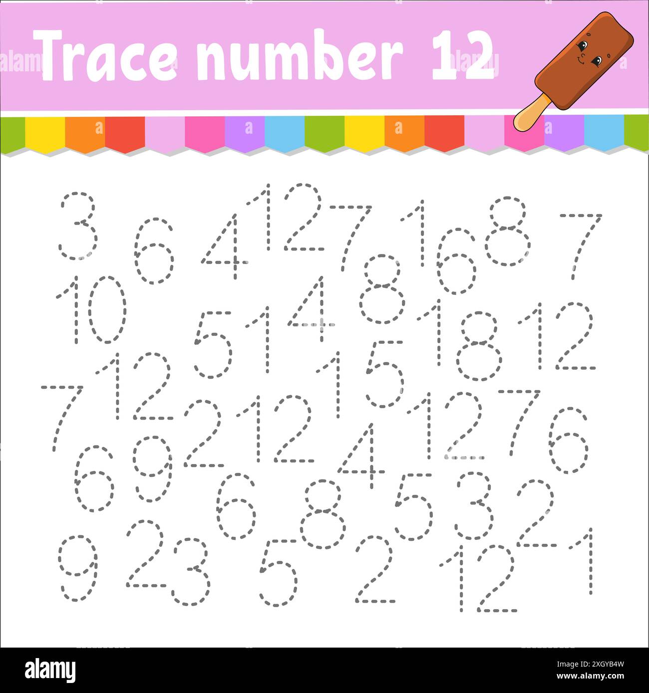 Trace number . Handwriting practice. Learning numbers for kids ...