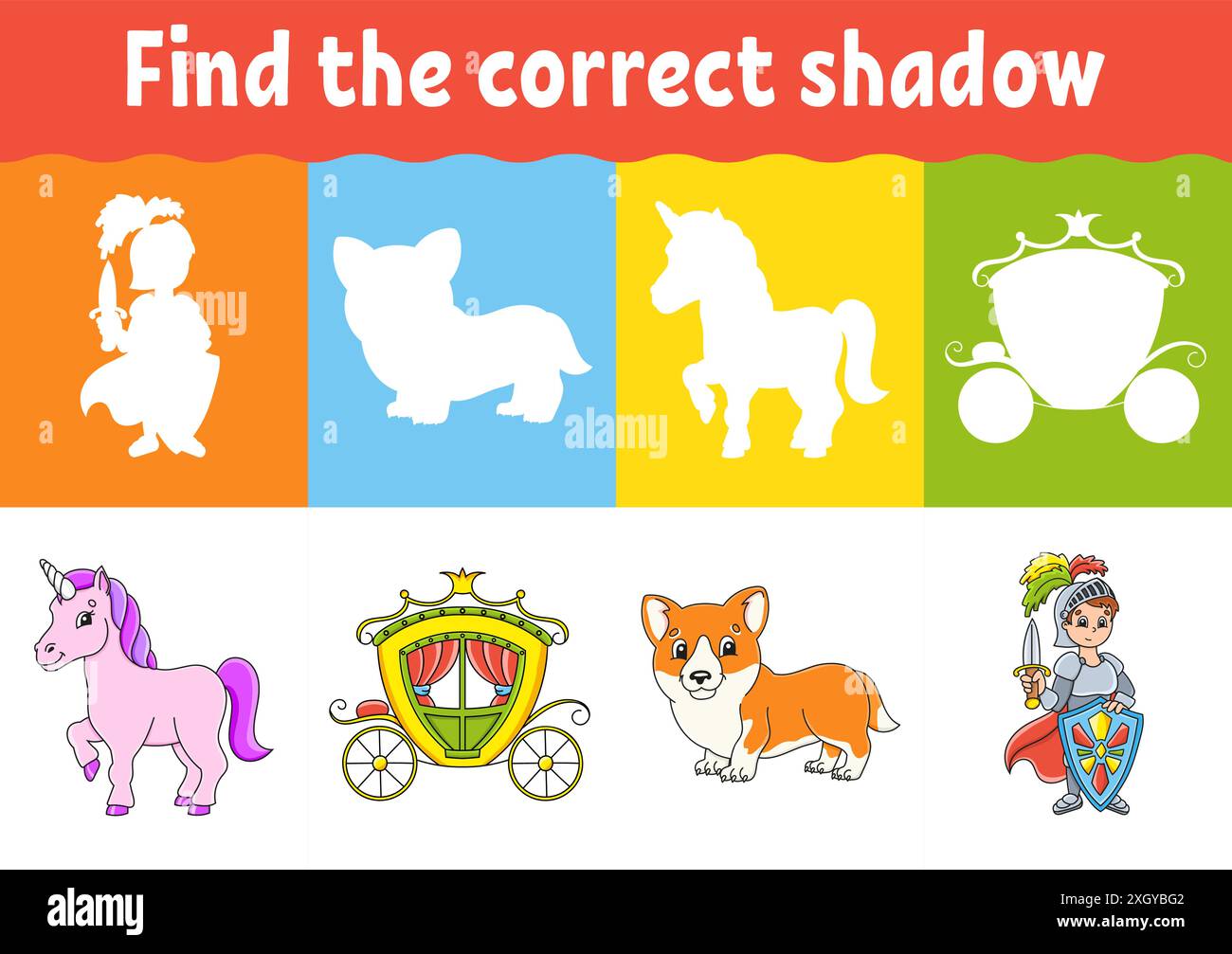 Find the correct shadow. Education worksheet. Matching game for kids ...