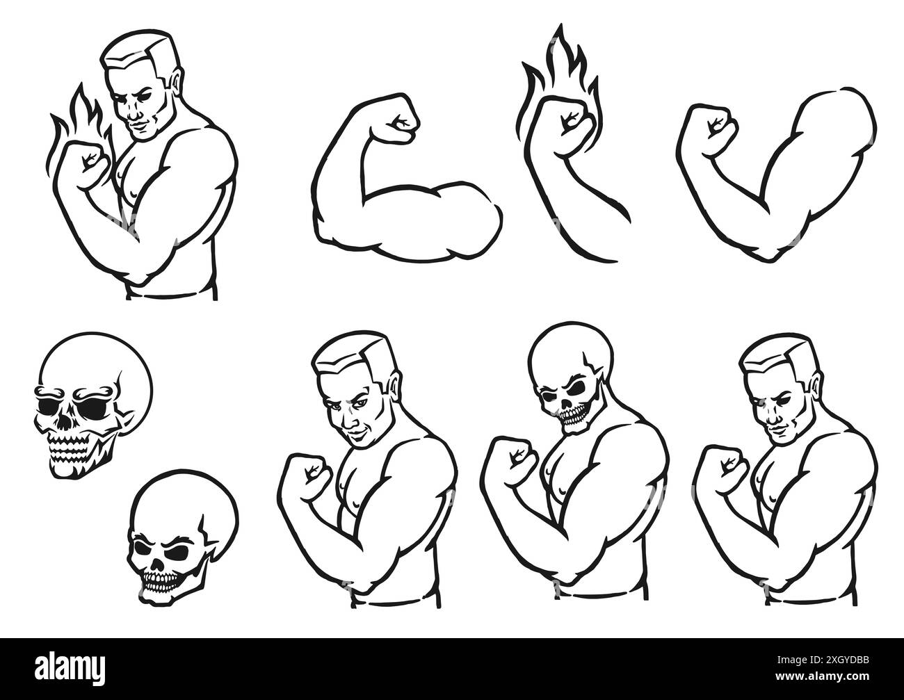 Male bodybuilder flexing his biceps. Outline silhouette. Design element Male bodybuilder flexing his biceps. Outline silhouette. Design element