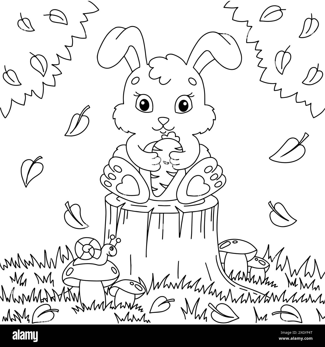 Printable carrot coloring page Black and White Stock Photos