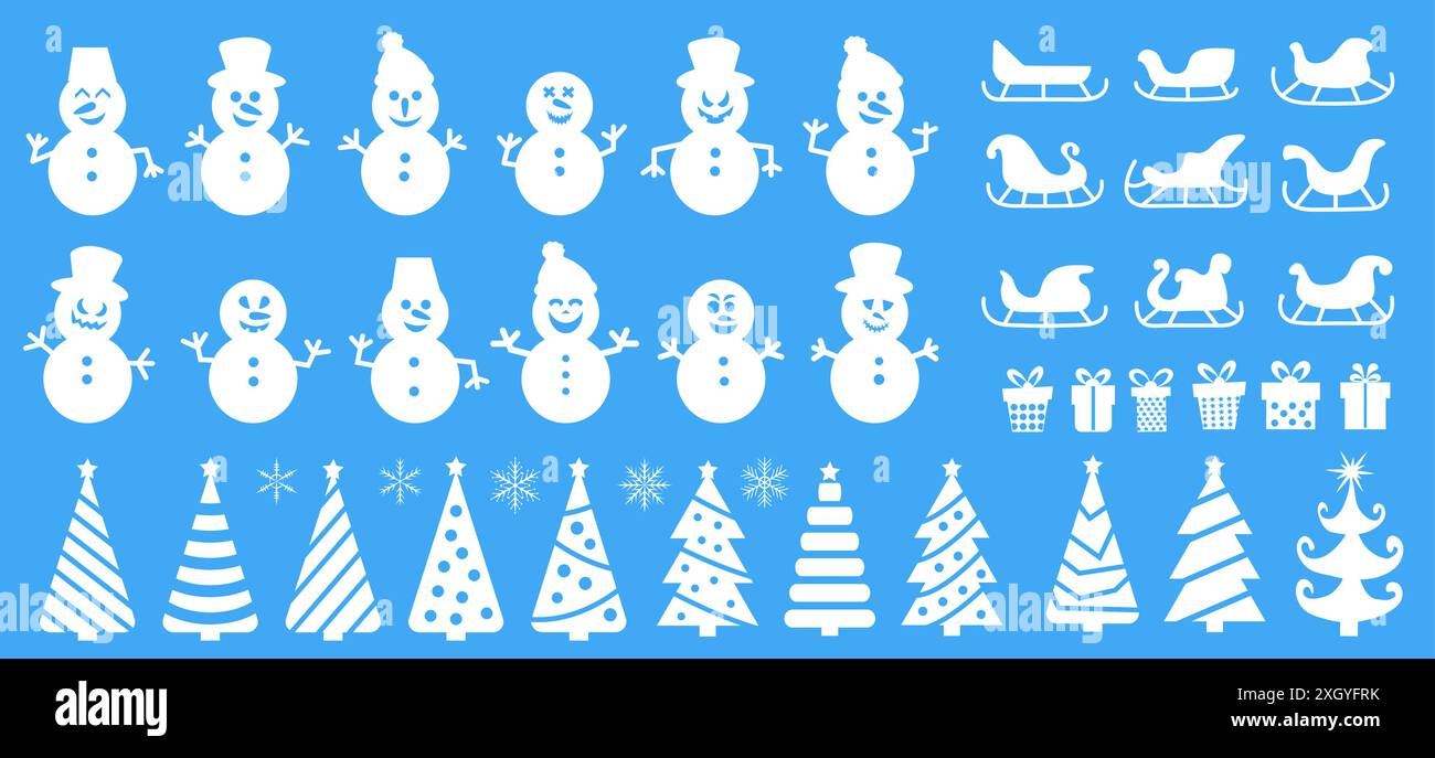 Snowmen silhouettes theme set. Vector illustration Stock Vector Image ...