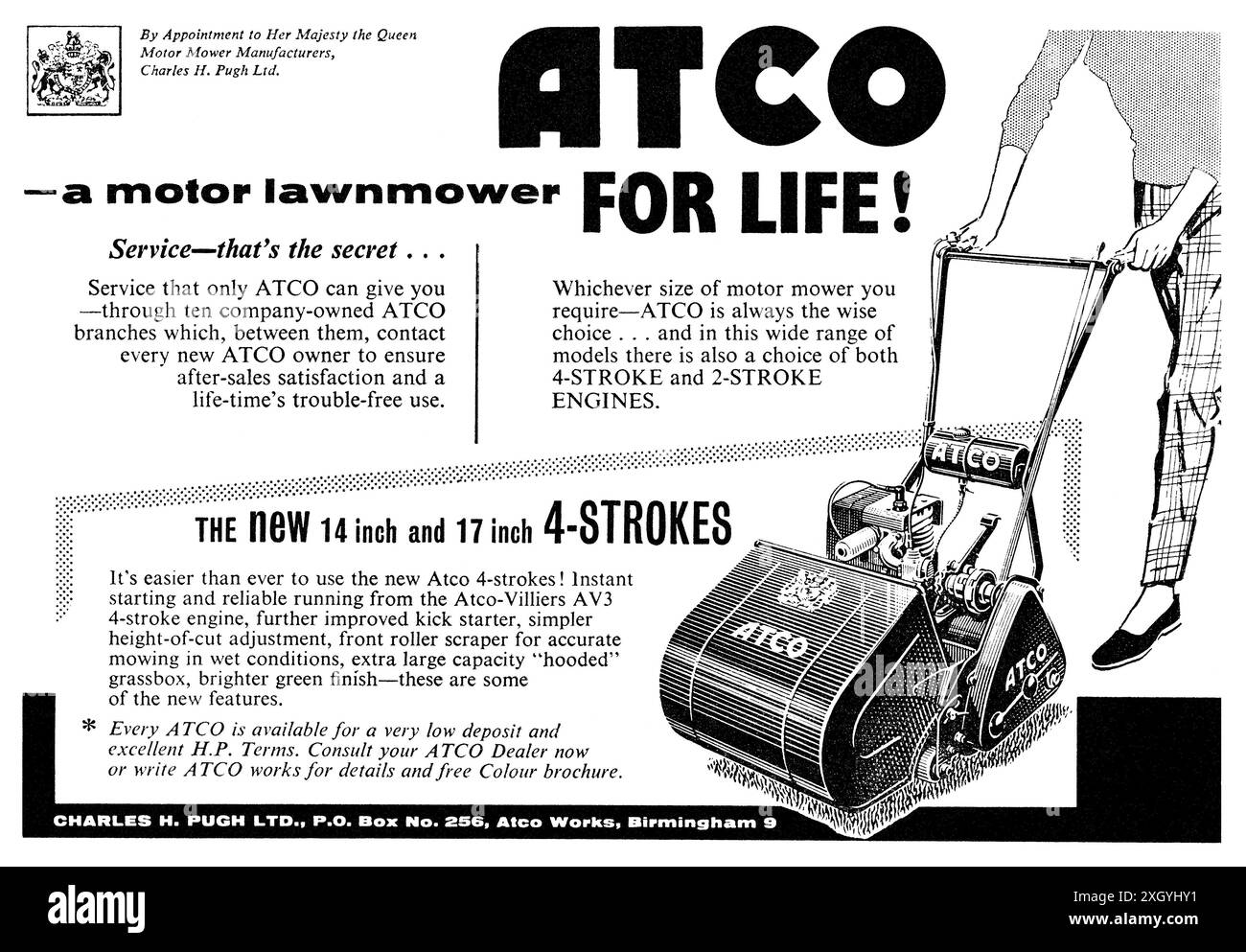 1959 British advertisement for Atco motor lawnmowers Stock Photo Alamy