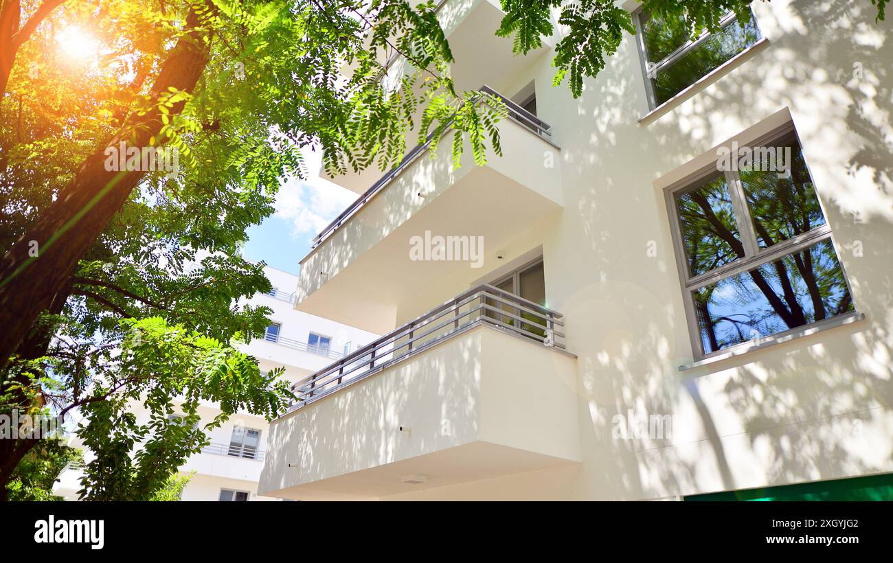 View of Modern residential building with new apartments in a green residential ...