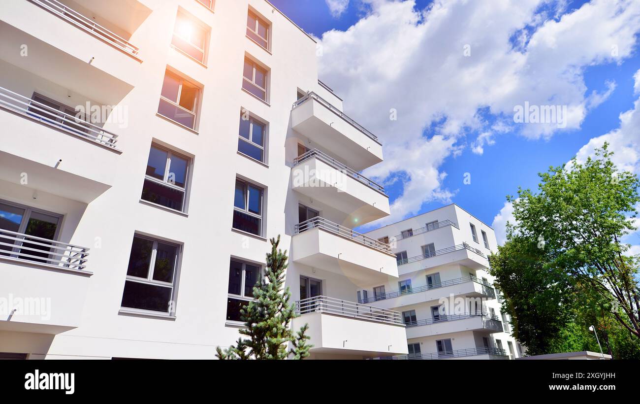 Image showcasing Modern residential building with new apartments in a green residential ...