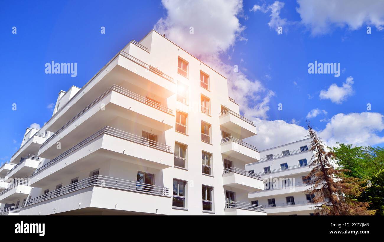 Image showcasing Modern residential building with new apartments in a green residential ...