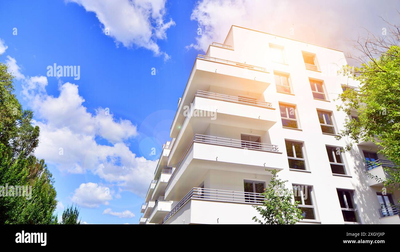 Image showcasing Modern residential building with new apartments in a green residential ...