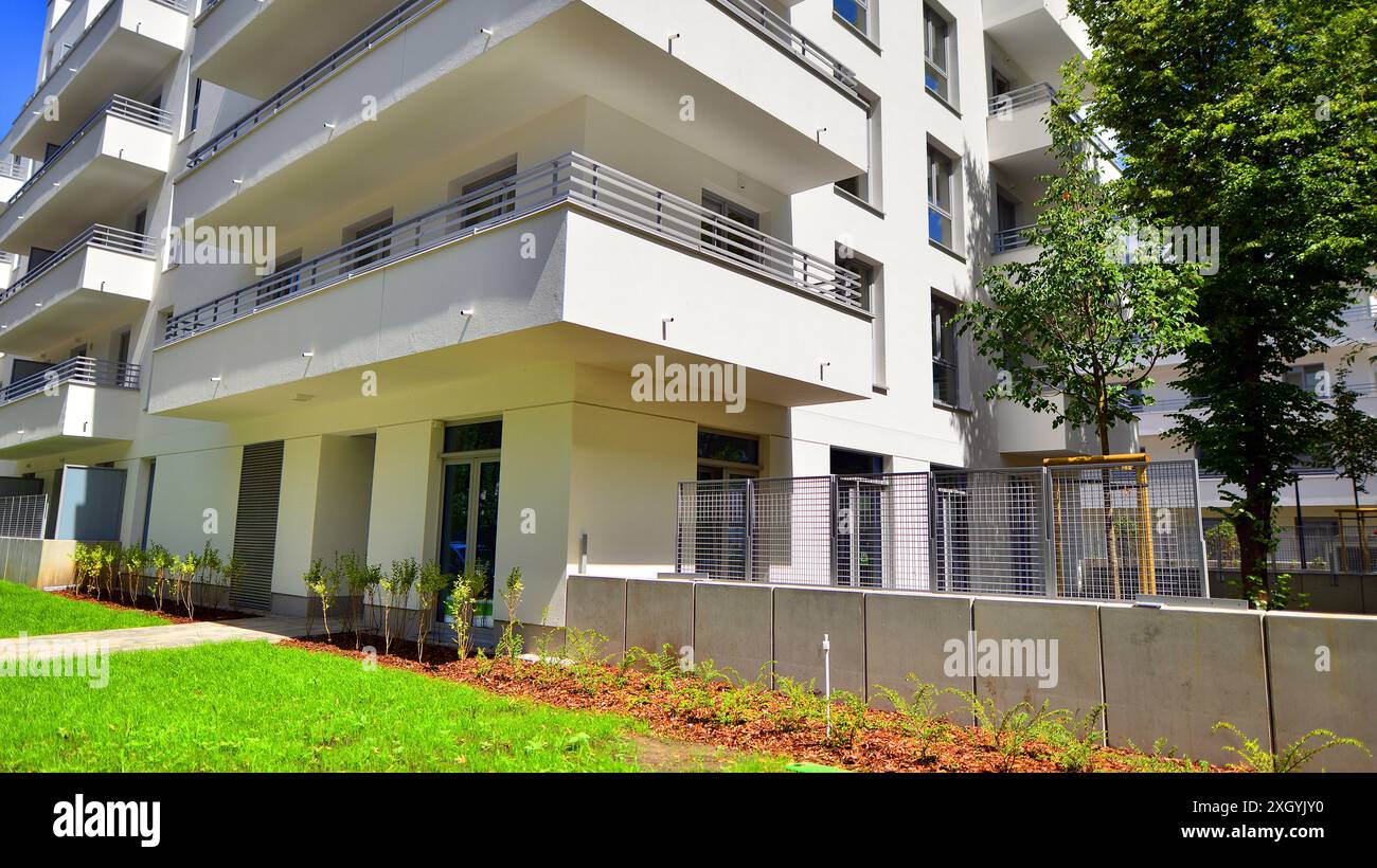 Image showcasing Modern residential building with new apartments in a green residential ...