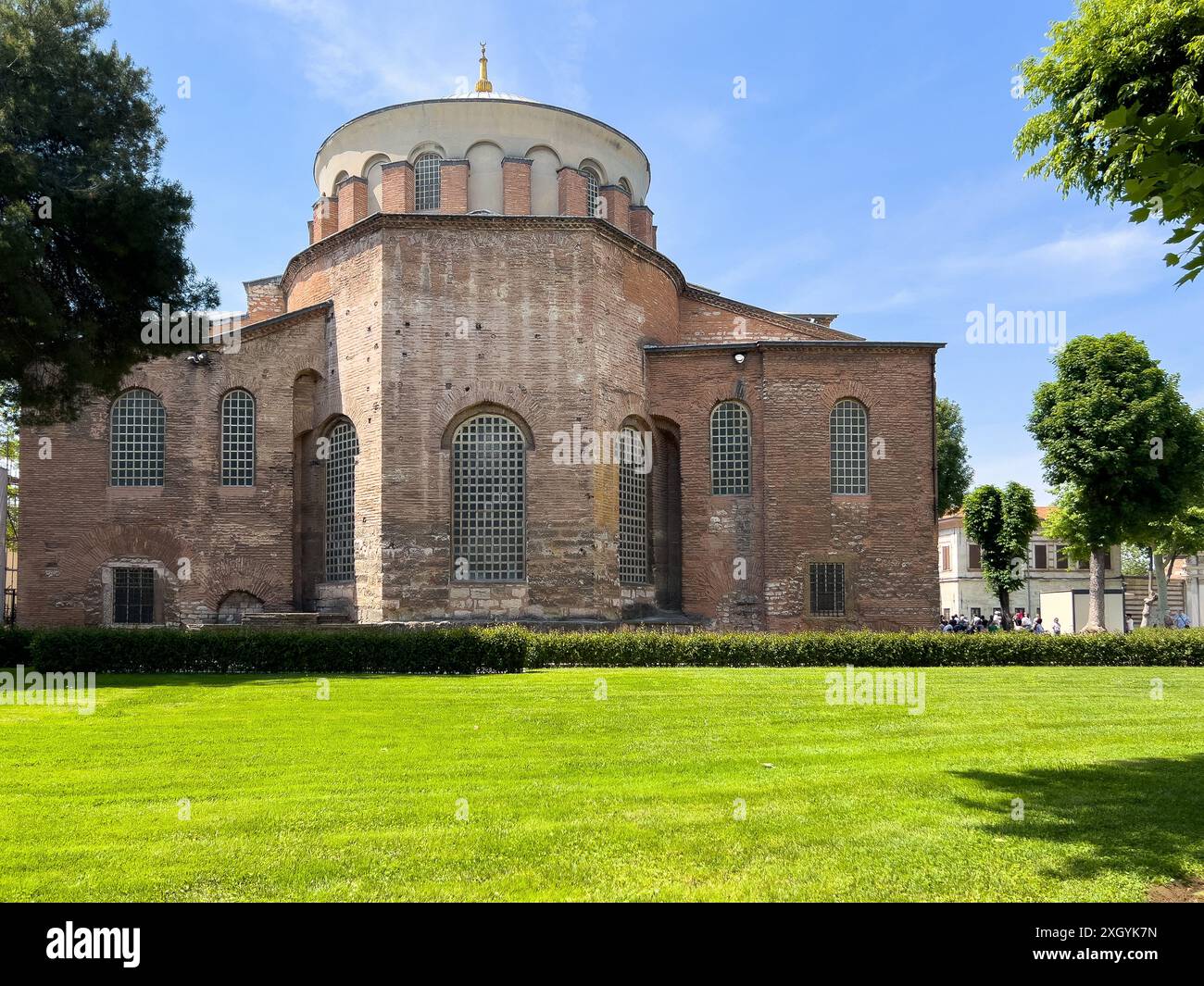 Istanbul, Turkey - May 8, 2024: Historic brick edifice with a domed ...