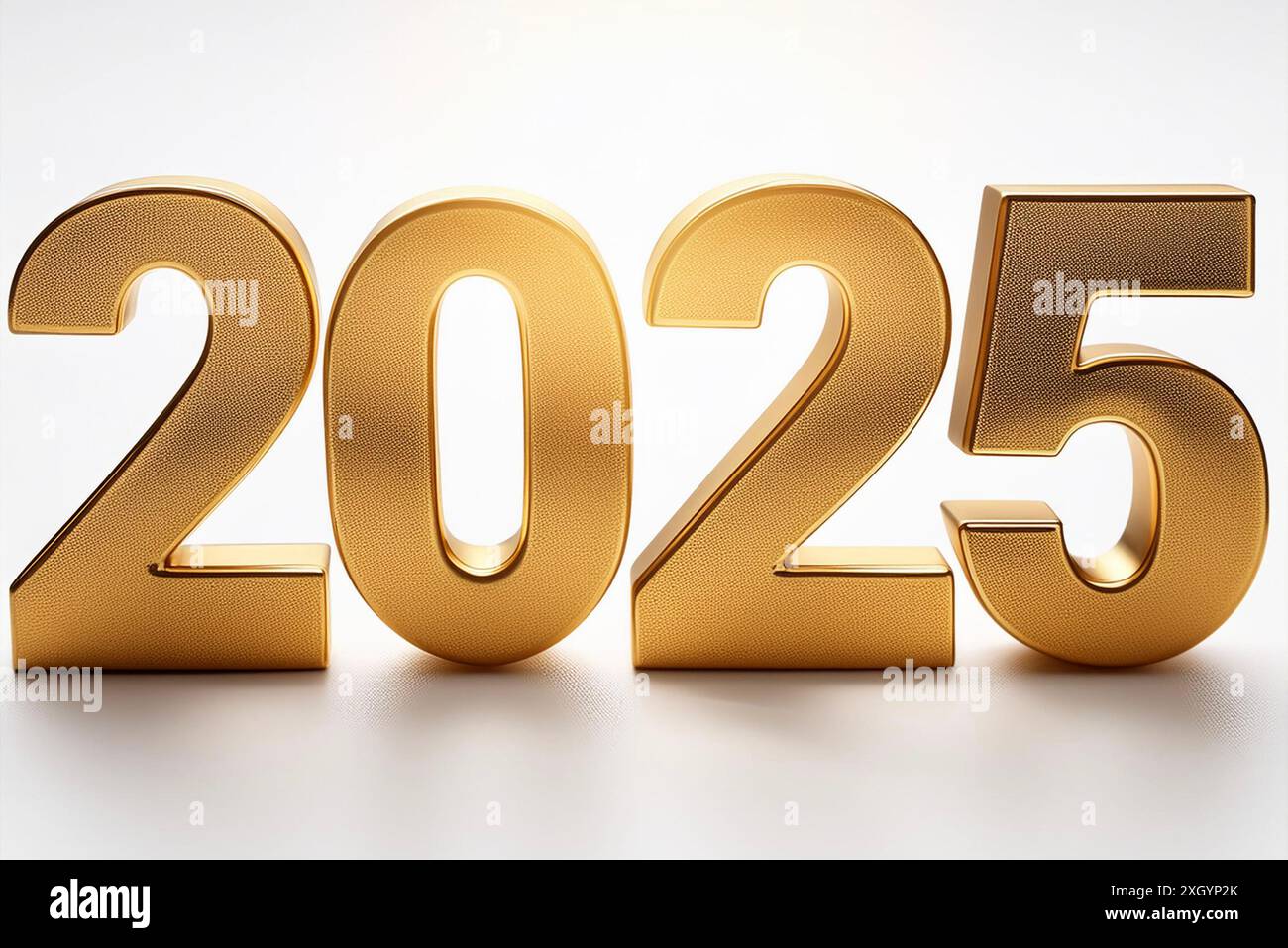 isolated 2025 shining golden on isolated white happy new year