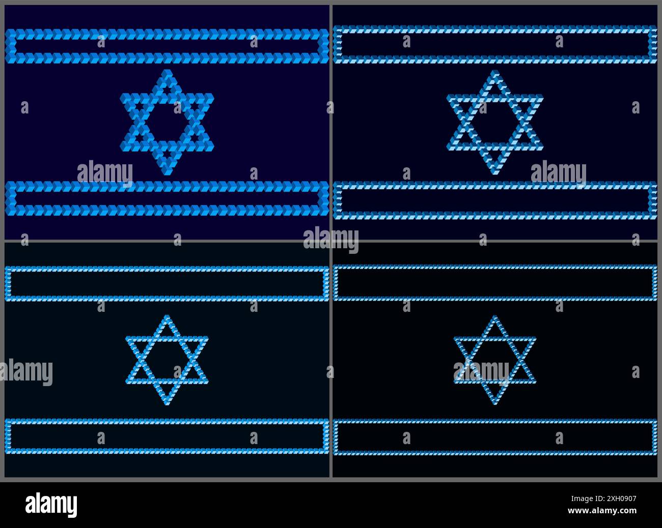 Israeli flags on a dark mournful background. Symbols of Israel based on ...