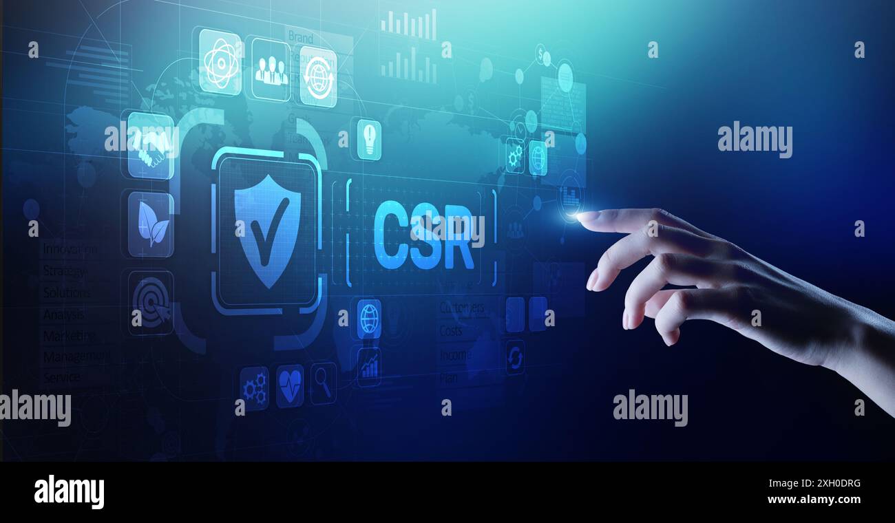 CSR Corporate social responsibility business technology concept on ...