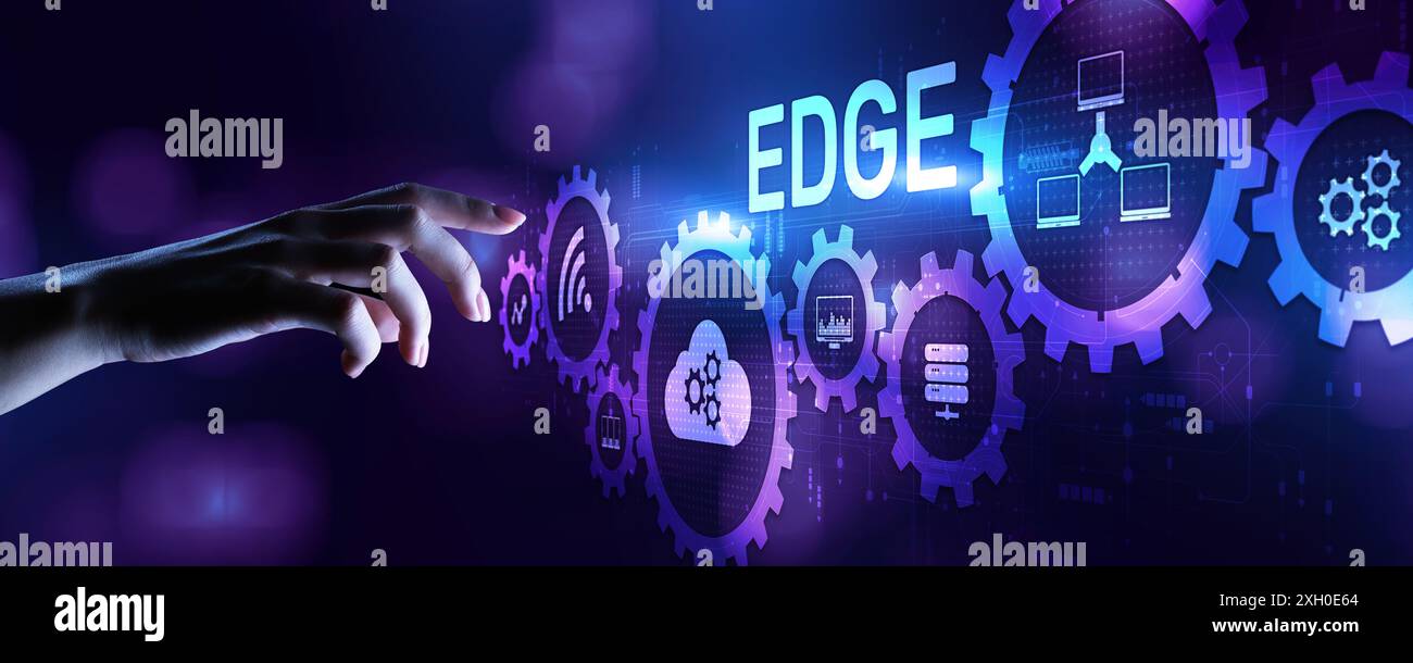 Edge computing networking internet technology concept on screen interface. Stock Photo