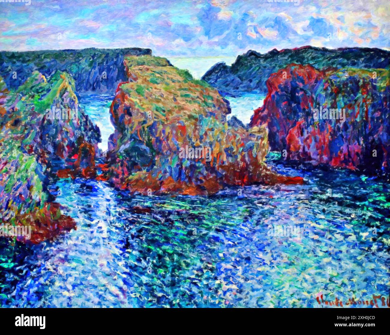 Belle-Ile, rocks at Port-Goulphar, 1886 (painting) by Artist Monet ...