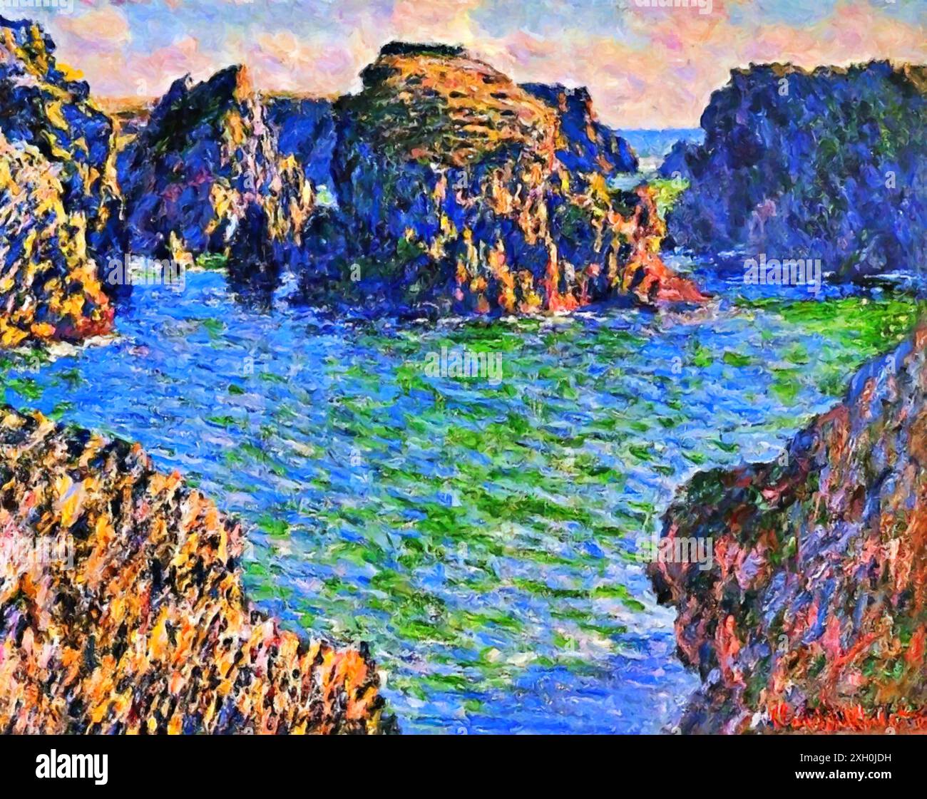 Coming into Port-Goulphar, Belle-Ile, 1886 (painting) by Artist Monet ...