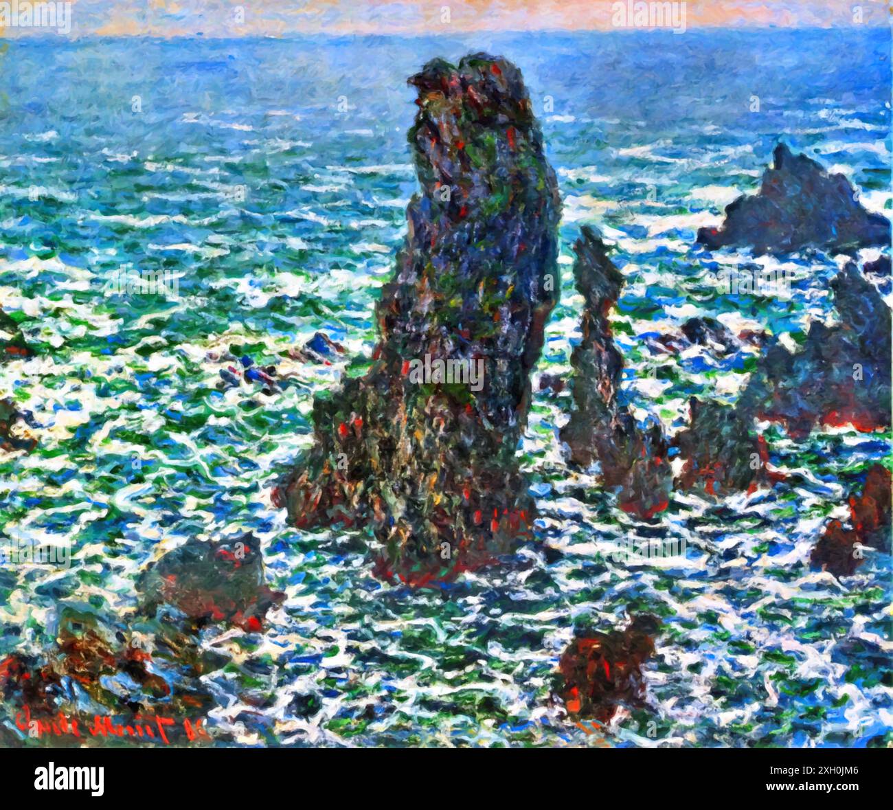 Claude monet rocks at belle ile Stock Vector Images - Alamy